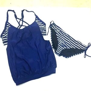 NEW Swimsuit Layered Tankini Sz Large Adjustable